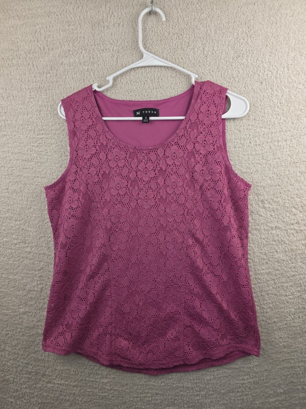 N Touch Sleeveless LAce Tank Top in Pink Size Small